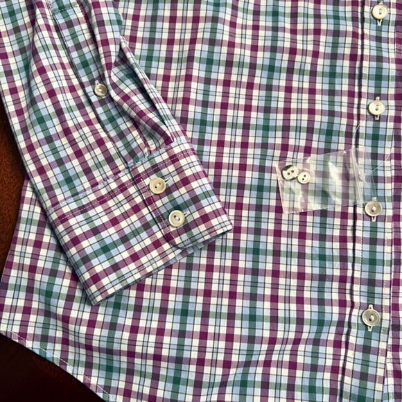 NEW Women's Peter Millar Roll Sleeve Performance Button Up Plaid Shirt Sz LARGE - Picture 3 of 4